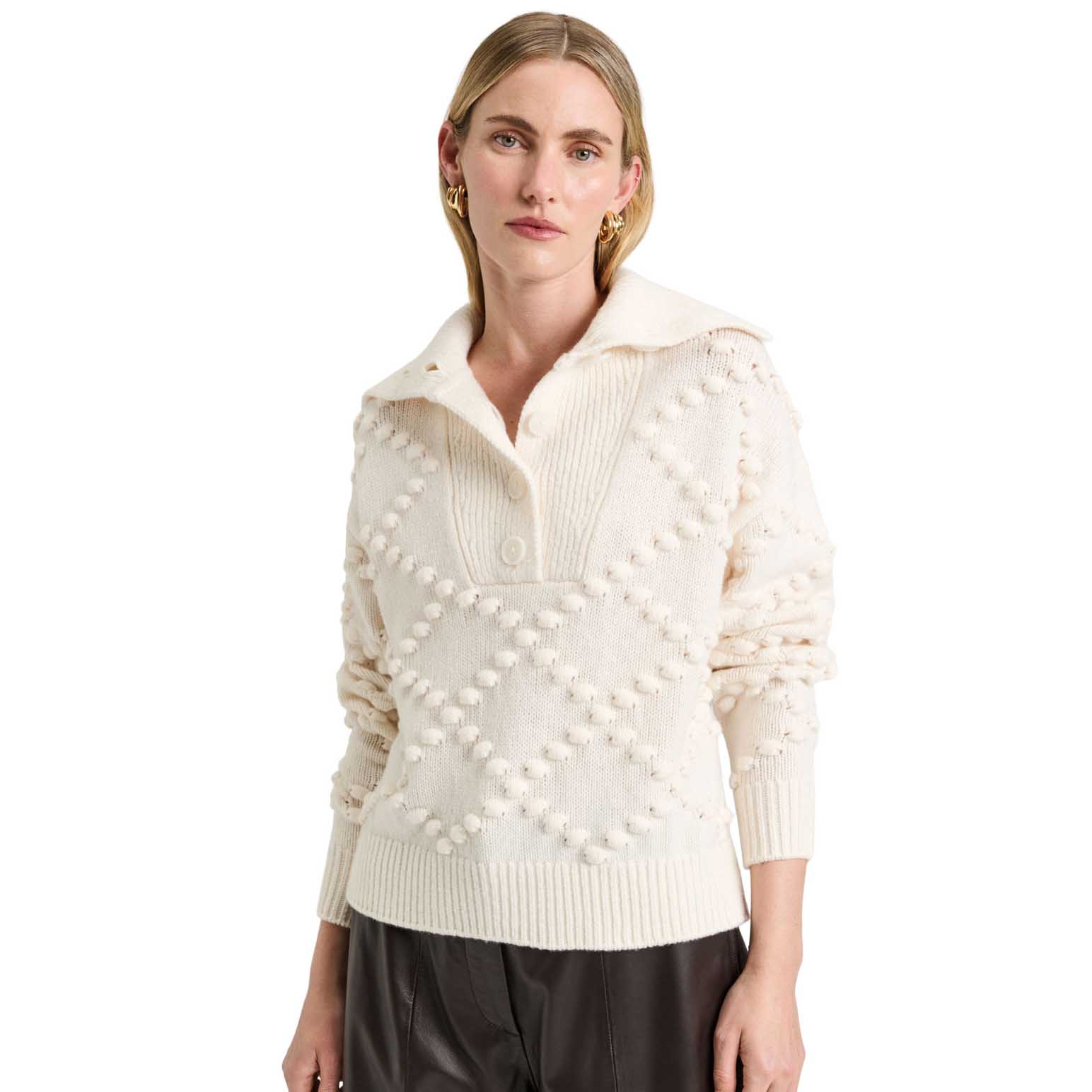 Veronika Maine Merino Chunky Bobble Collared Sweater
